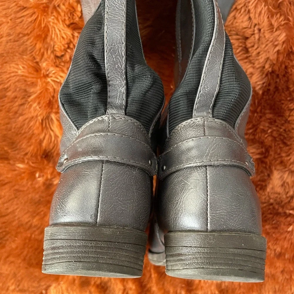 Journeen Collection Renaissance Revival Gray Knee High Leather Rider Boots